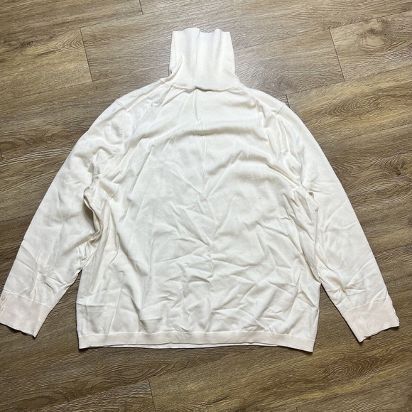 Talbots Turtleneck Women's 3X Plus Button Cuffed Cream Long Sleeve Sweater - Picture 2 of 10